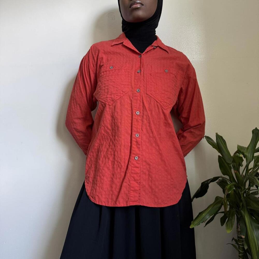 Vintage Orange button-up casual shirt size S - Picture 4 of 6